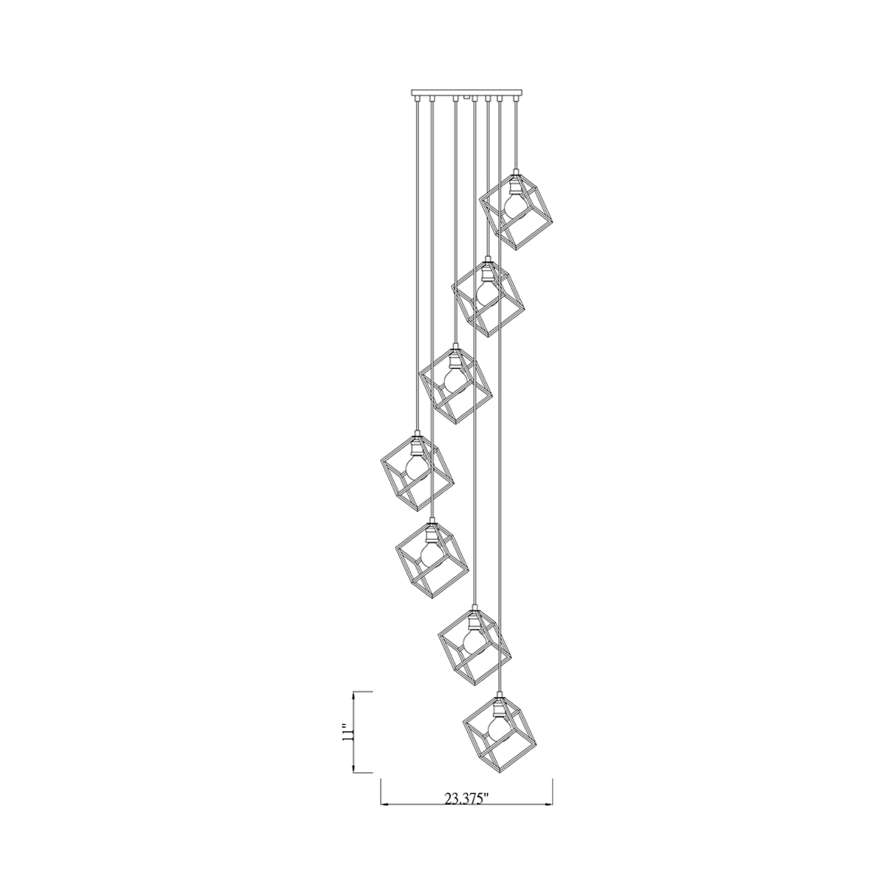 Vertical Chandelier - line drawing.