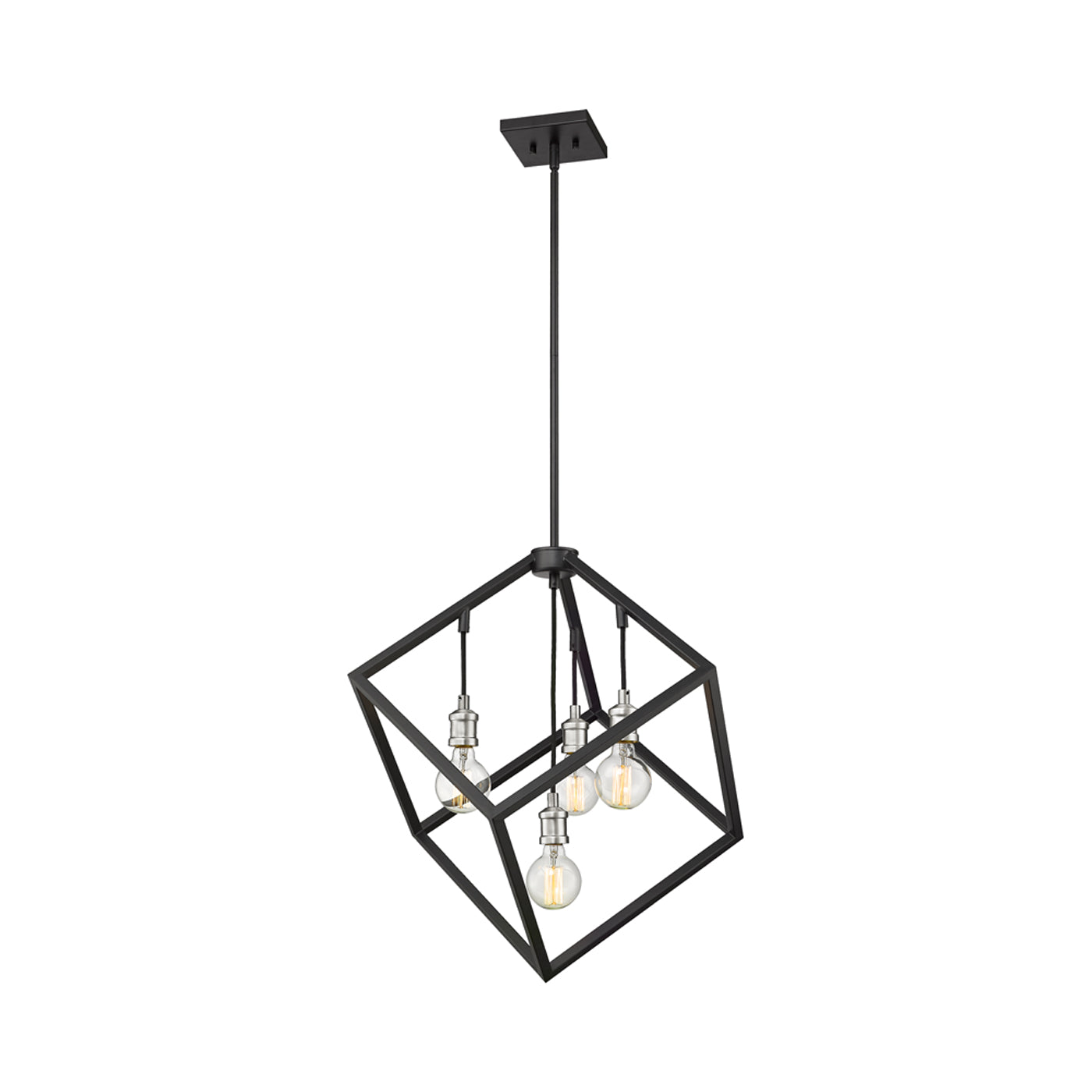 Vertical Cube Chandelier in Matte Black/Brushed Nickel (24-Inch).