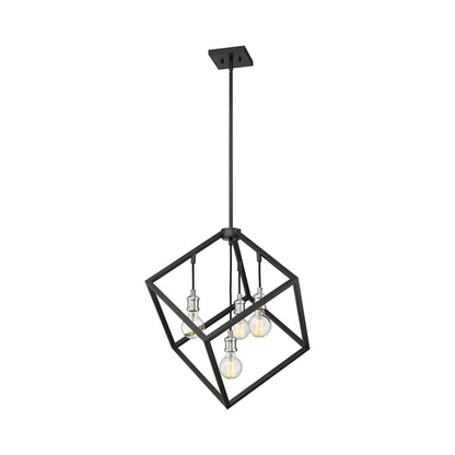 Vertical Cube Chandelier in Matte Black/Brushed Nickel (24-Inch).