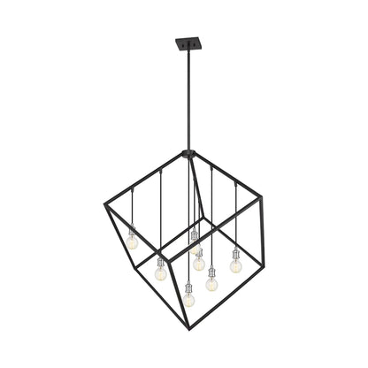 Vertical Cube Chandelier in Matte Black/Brushed Nickel (44-Inch).