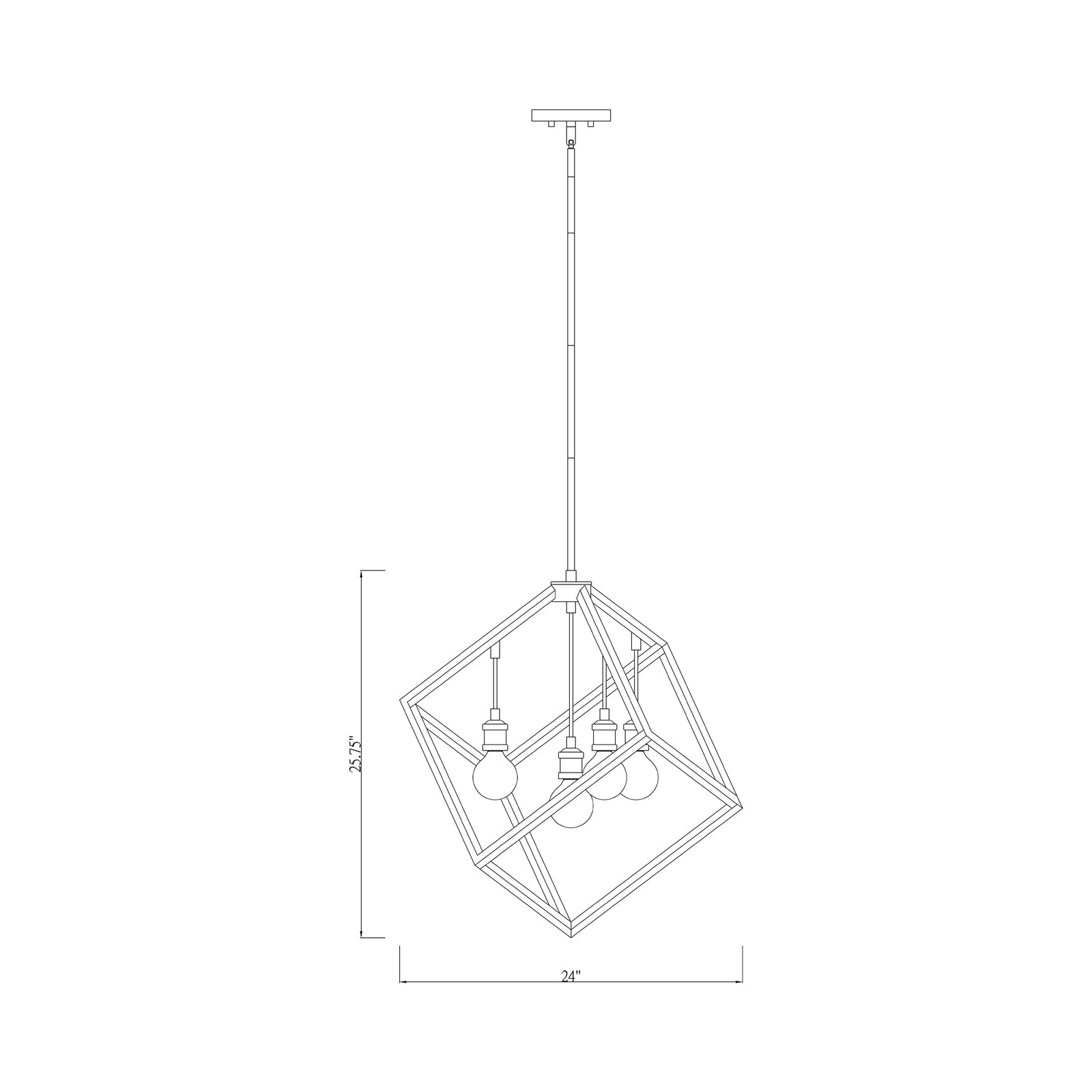 Vertical Cube Chandelier - line drawing.