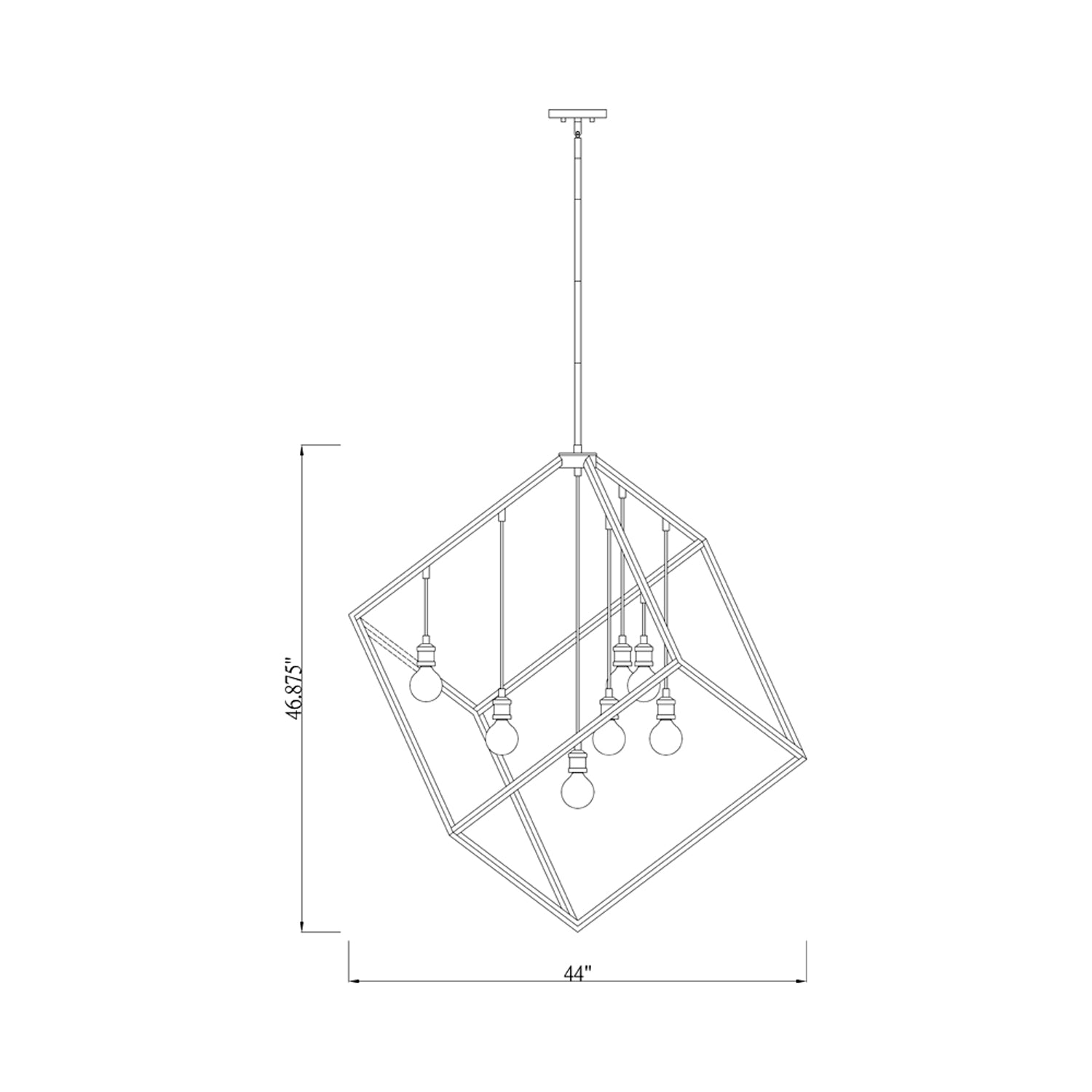 Vertical Cube Chandelier - line drawing.