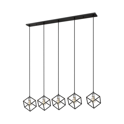 Vertical Linear Chandelier in Matte Black/Brushed Nickel (5-Light).