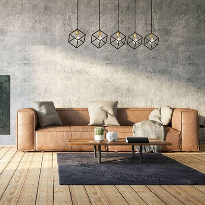 Vertical Linear Chandelier in living room.