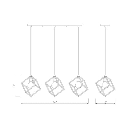 Vertical Linear Chandelier - line drawing.