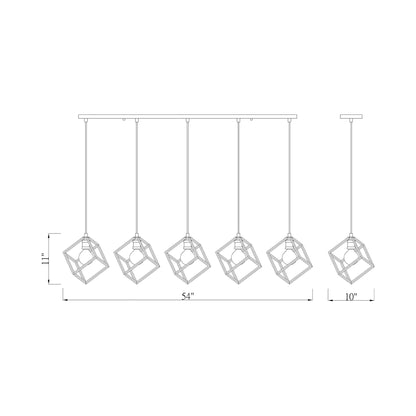 Vertical Linear Chandelier - line drawing.