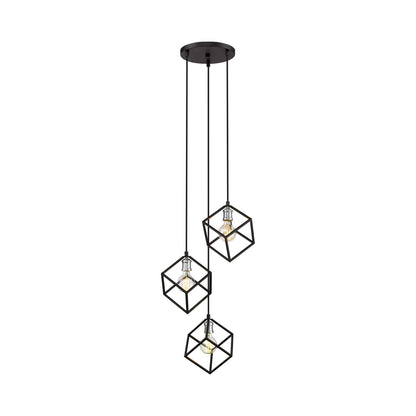 Vertical Multi Light Chandelier in Matte Black/Brushed Nickel (3-Light).