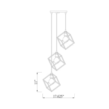 Vertical Multi Light Chandelier - line drawing.