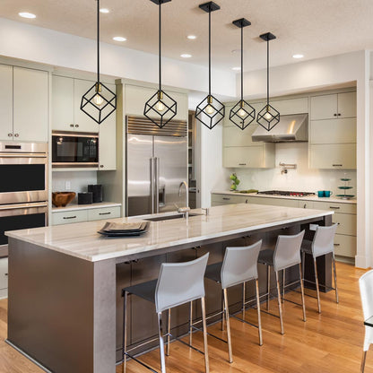 Vertical Pendant Light in kitchen.