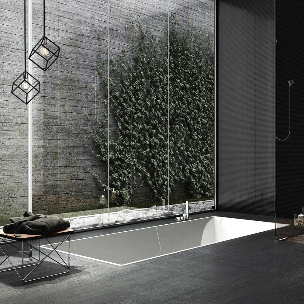 Vertical Pendant Light in bathroom.