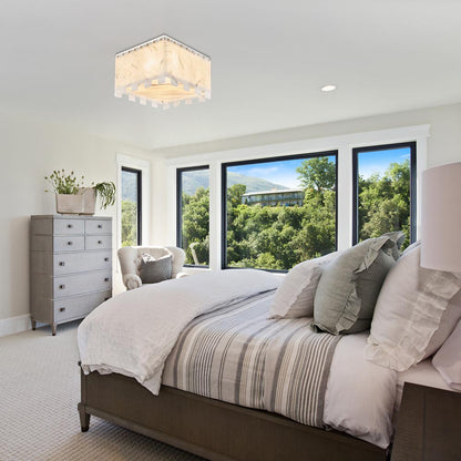 Viviana Flush Mount Ceiling Light in bedroom.