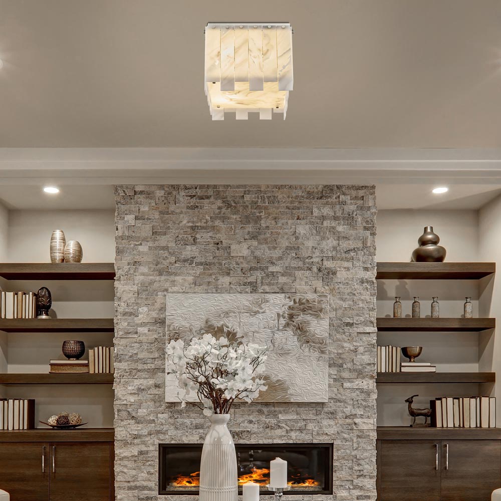 Viviana Flush Mount Ceiling Light in living room.