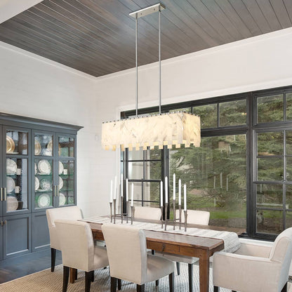 Viviana Linear Chandelier in dining room.