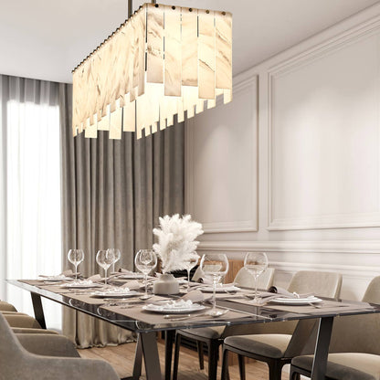Viviana Linear Chandelier in dining room.