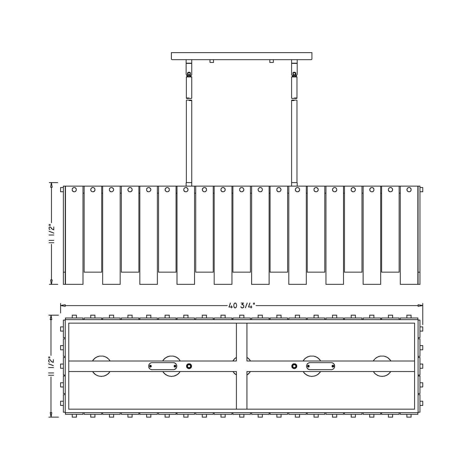 Viviana Linear Chandelier - line drawing.