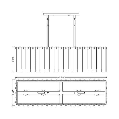 Viviana Linear Chandelier - line drawing.