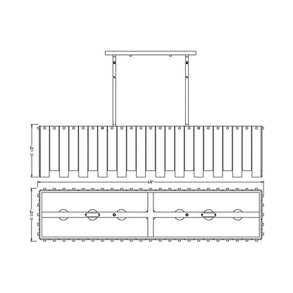 Viviana Linear Chandelier - line drawing.
