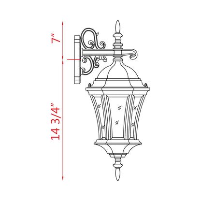 Wakefield Outdoor Wall Light - line drawing.