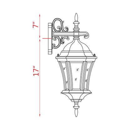 Wakefield Outdoor Wall Light - line drawing.