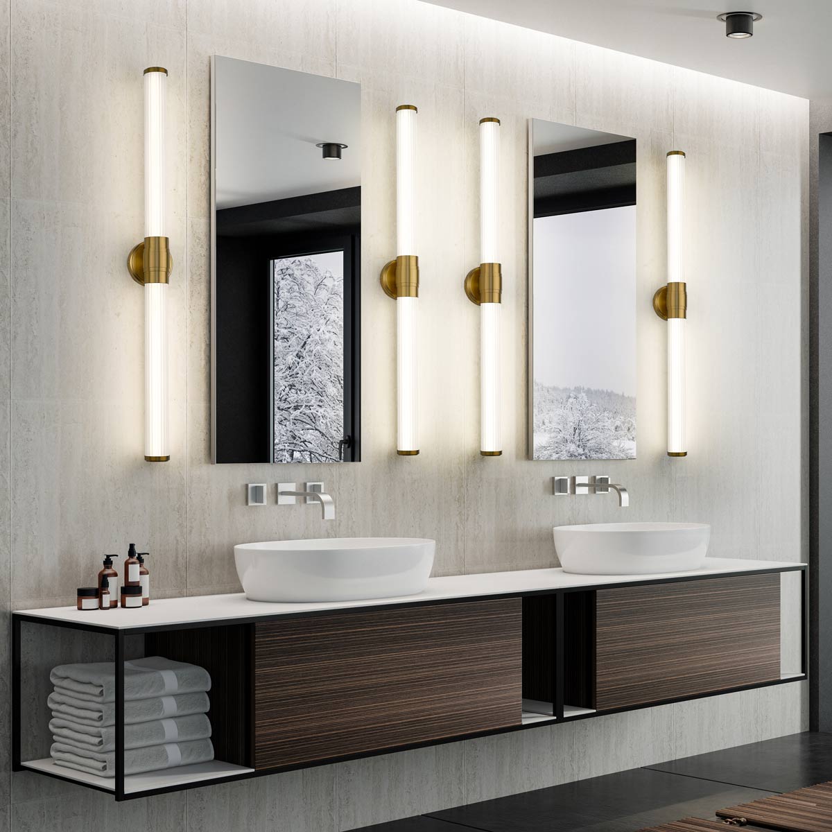 Warwick LED Bath Vanity Light in bathroom.