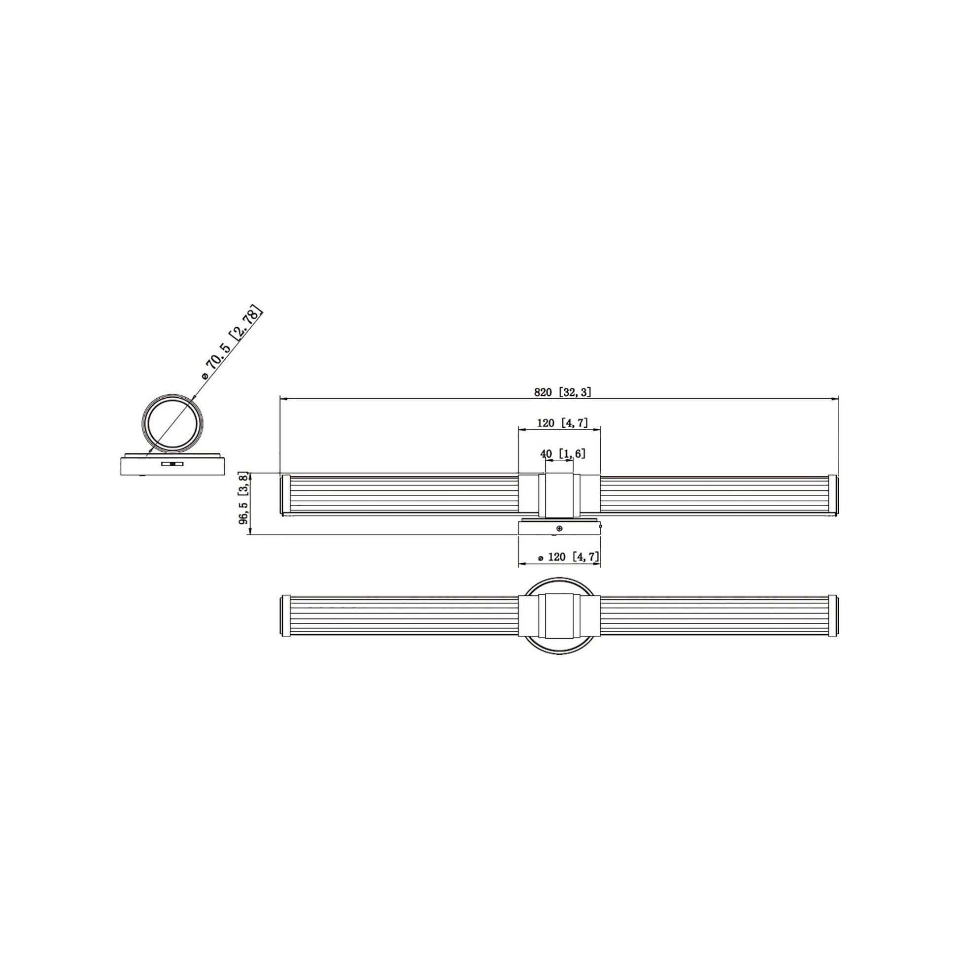 Warwick LED Bath Vanity Light - line drawing.