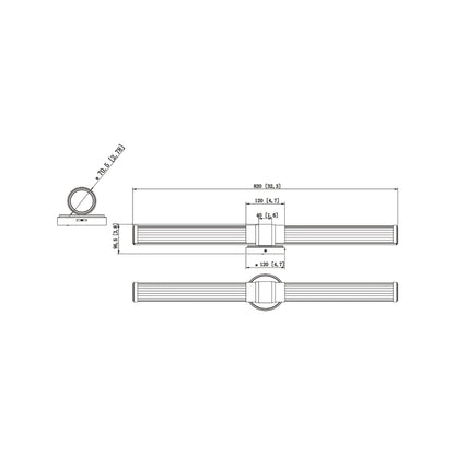 Warwick LED Bath Vanity Light - line drawing.