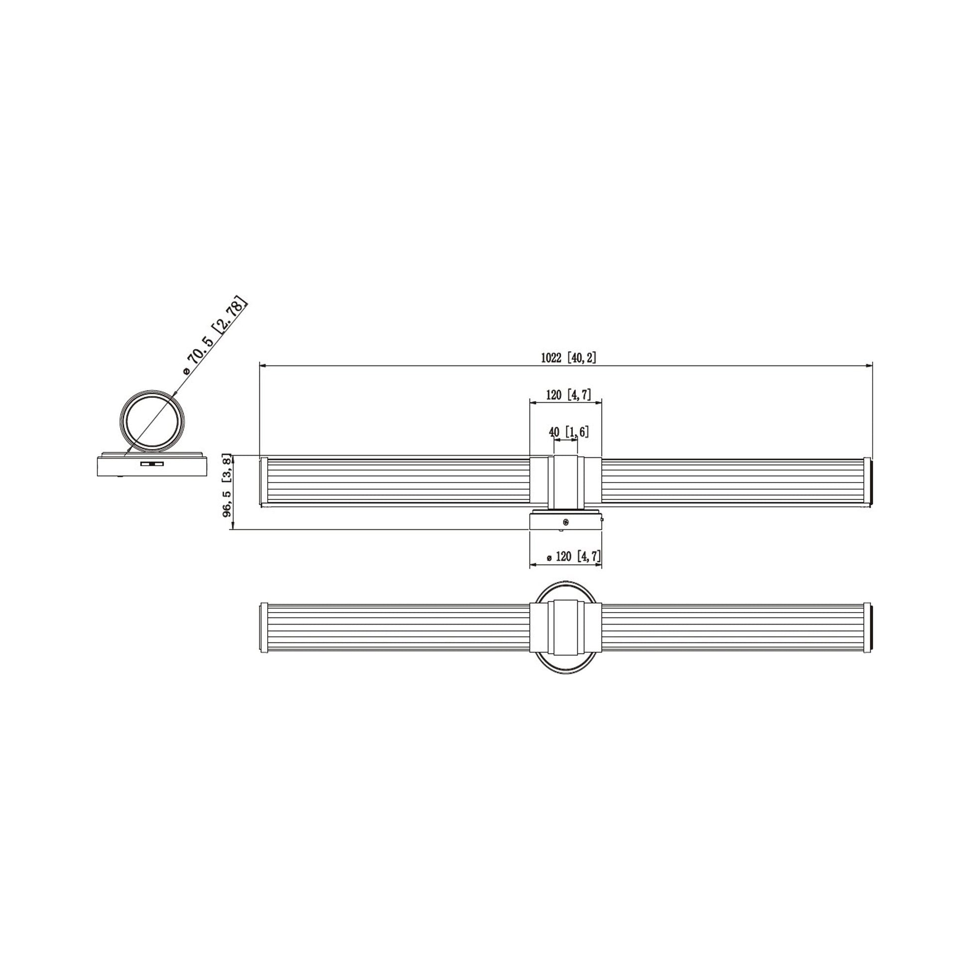 Warwick LED Bath Vanity Light - line drawing.