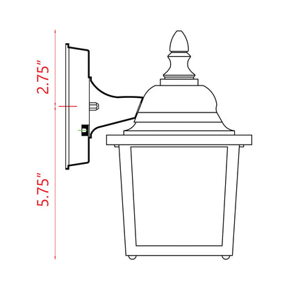 Waterdown Outdoor Glass Wall Light - line drawing.