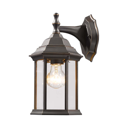 Waterdown Outdoor Lantern Wall Light in Oil Rubbed Bronze/Clear Beveled.
