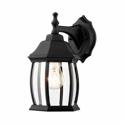 Waterdown Outdoor Wall Light in Black/Clear Beveled.