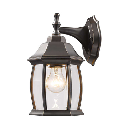 Waterdown Outdoor Wall Light in Oil Rubbed Bronze/Clear Beveled.