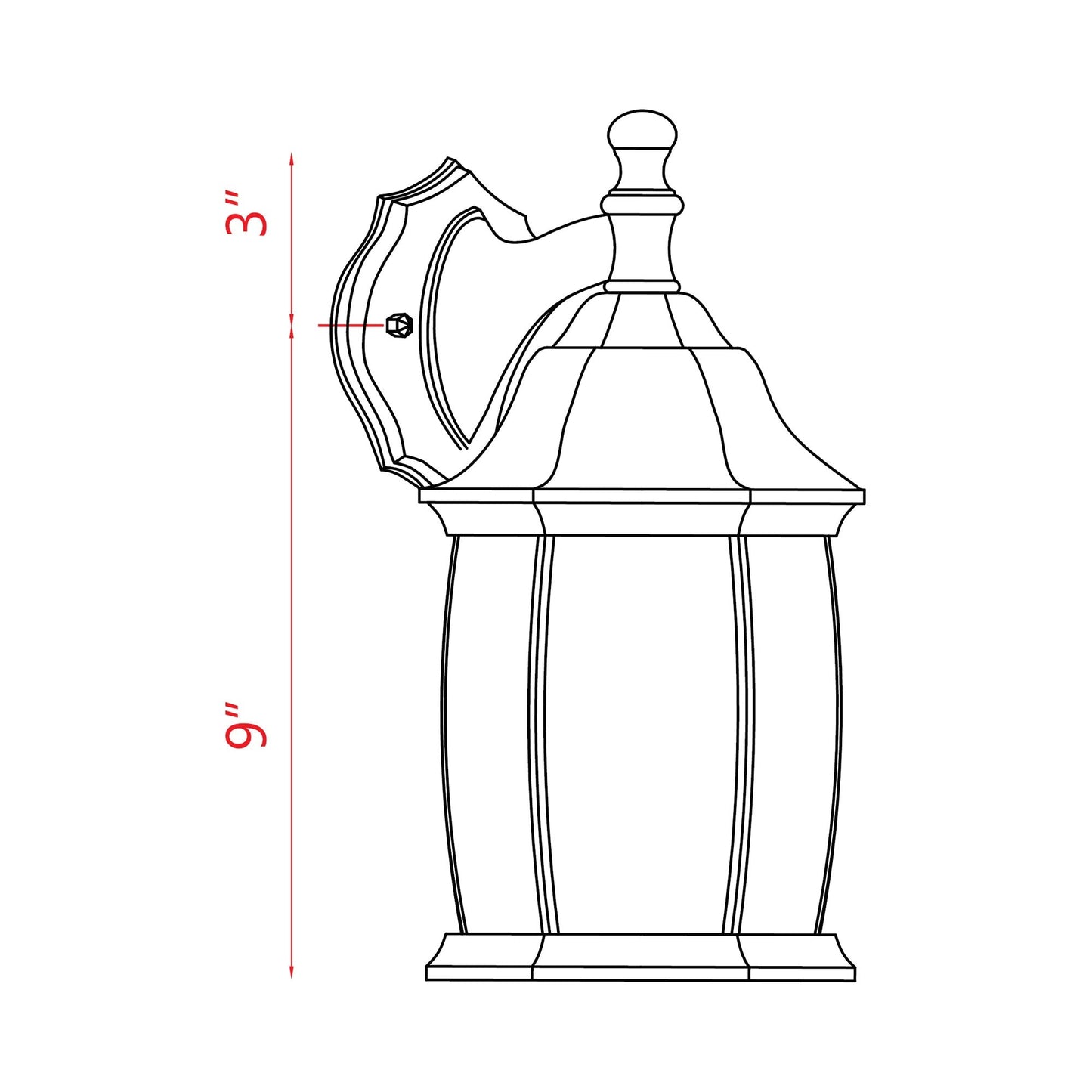Waterdown Outdoor Wall Light - line drawing.