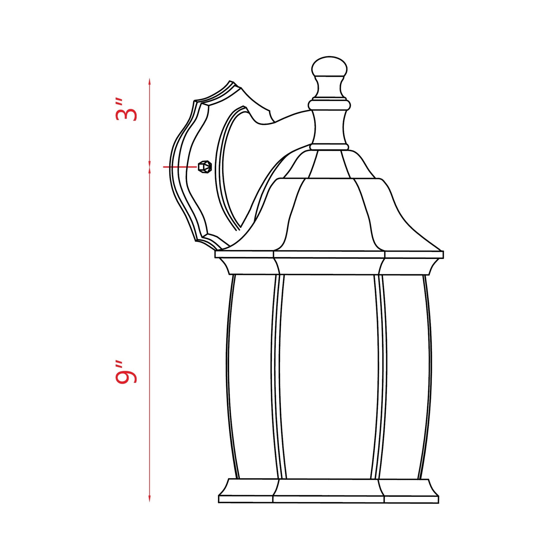 Waterdown Outdoor Wall Light - line drawing.