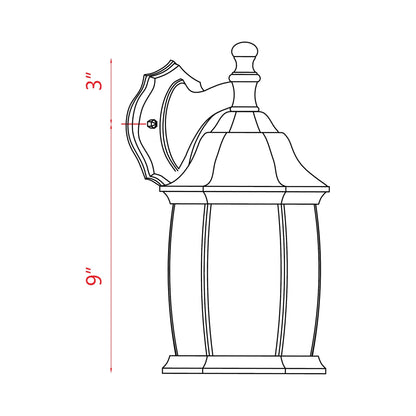 Waterdown Outdoor Wall Light - line drawing.