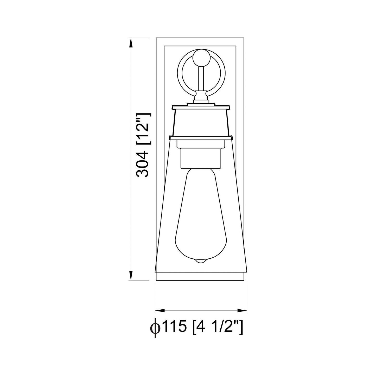 Wentworth Bath Wall Light - line drawing.