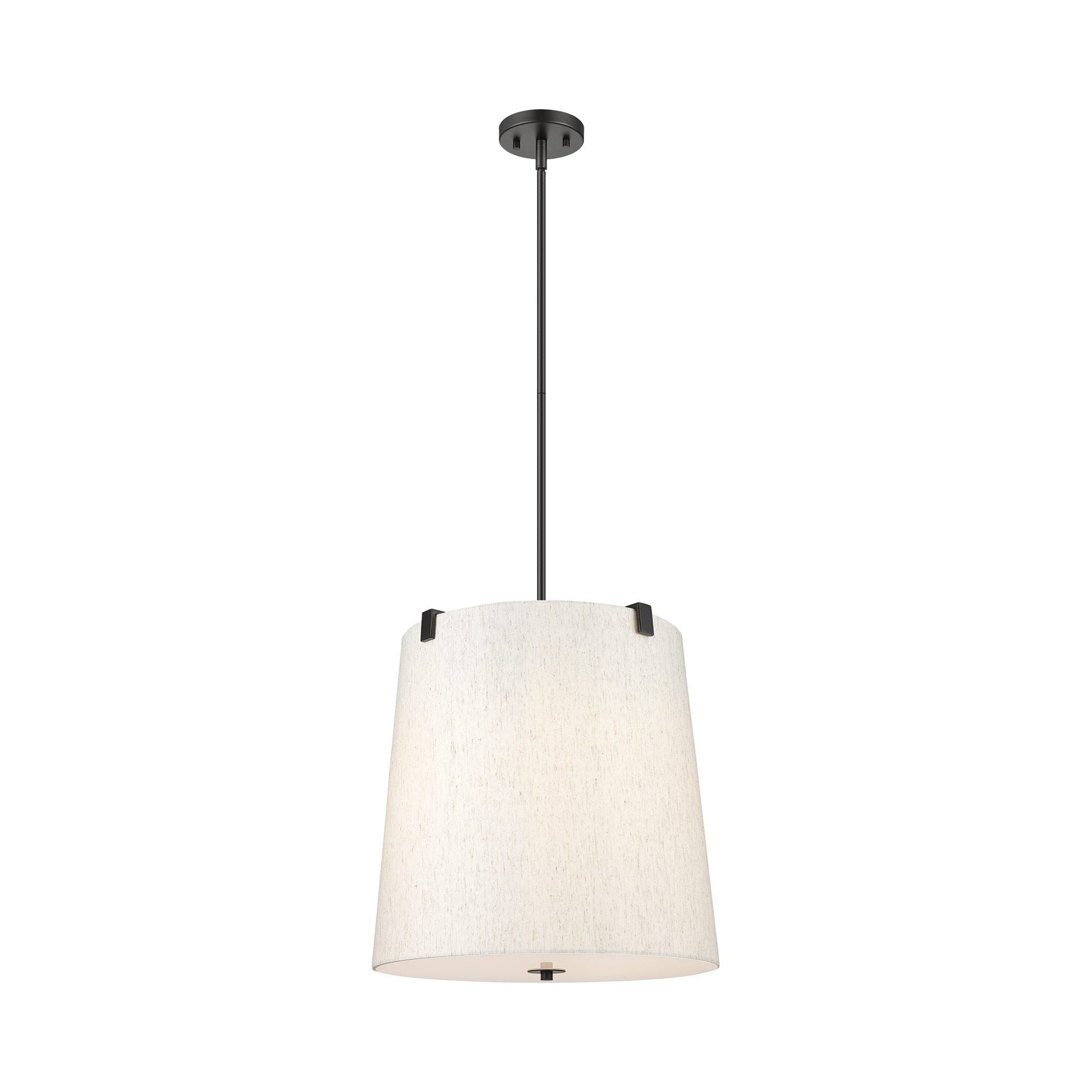 Weston Pendant Light in Matte Black/Cream (18-Inch).