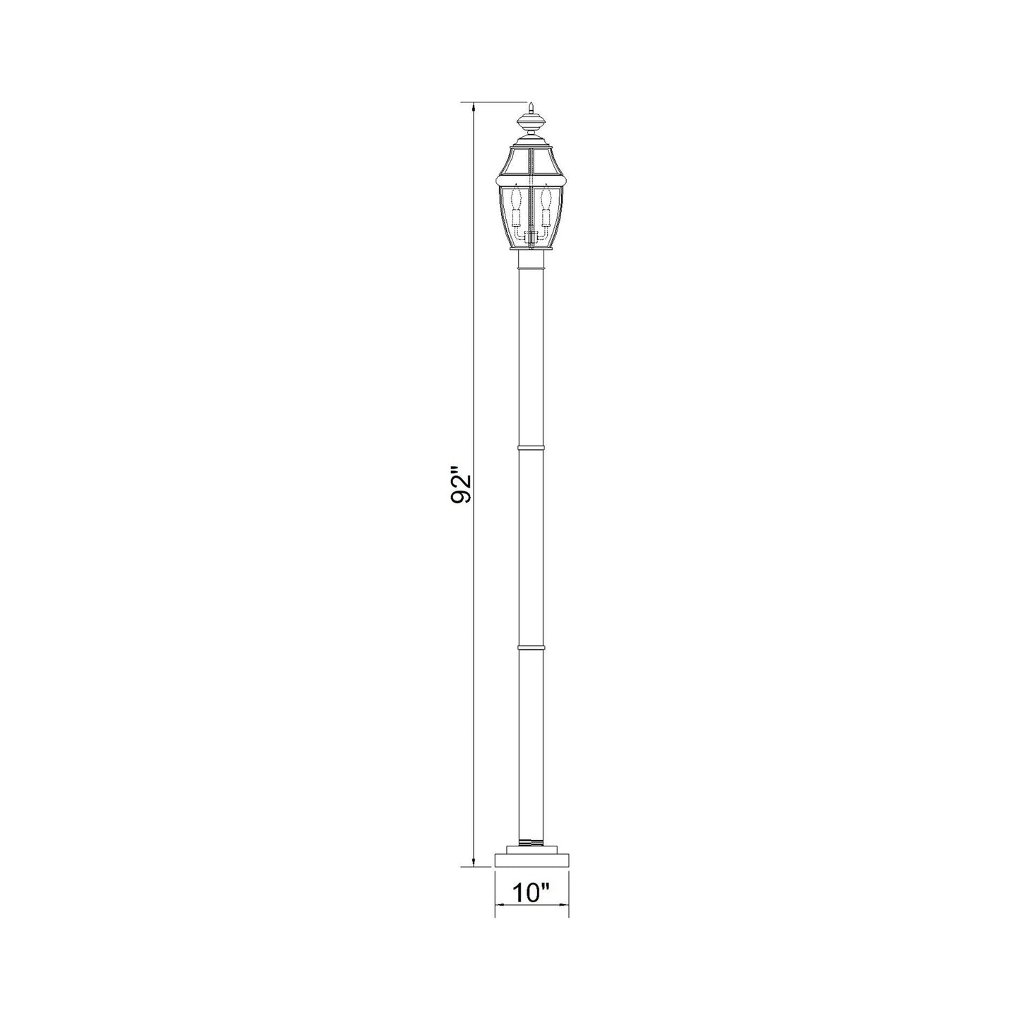 Westover 567P Outdoor Post Light - line drawing.