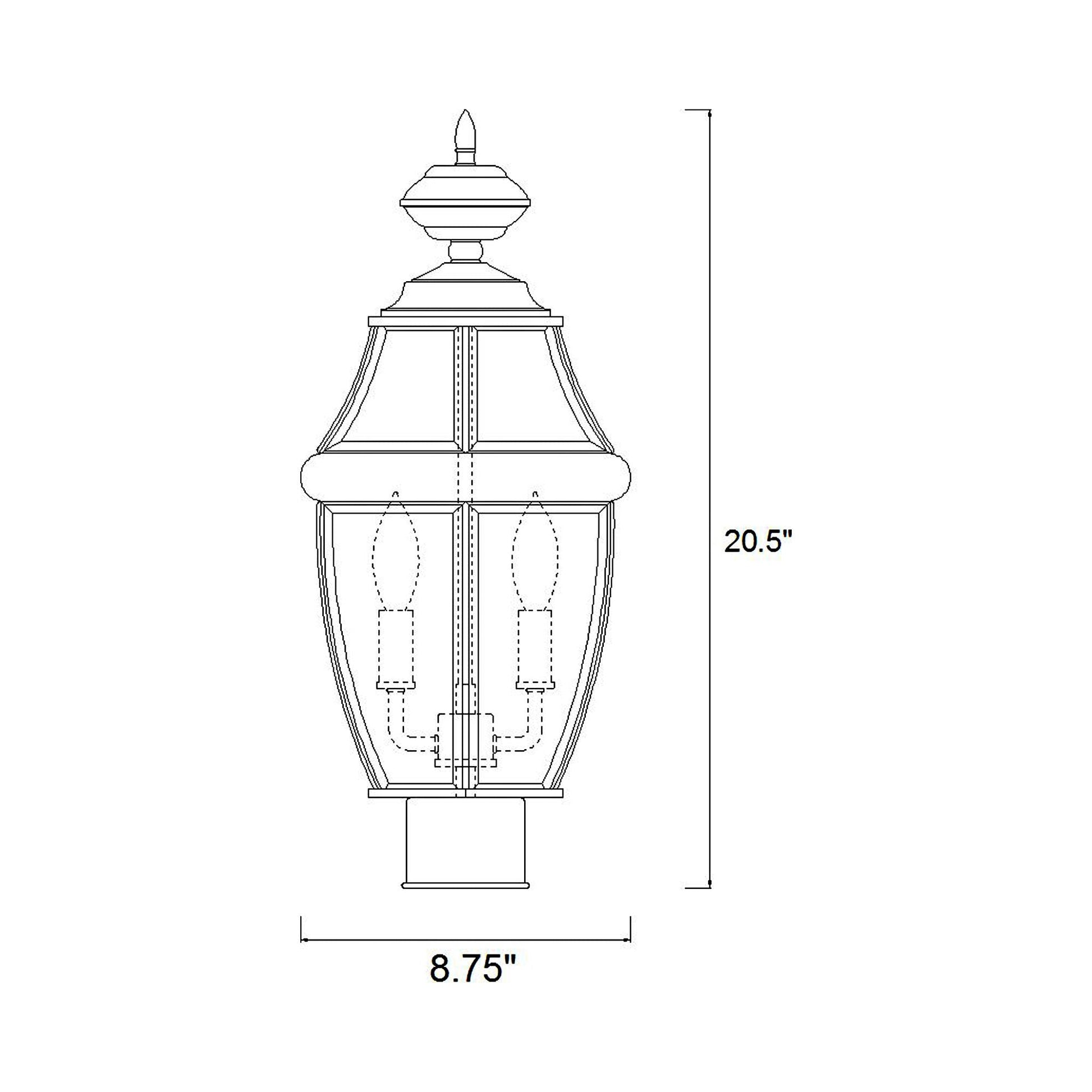 Westover Outdoor Round Post Light - line drawing.