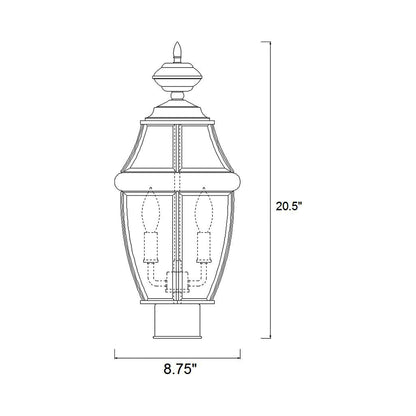 Westover Outdoor Round Post Light - line drawing.