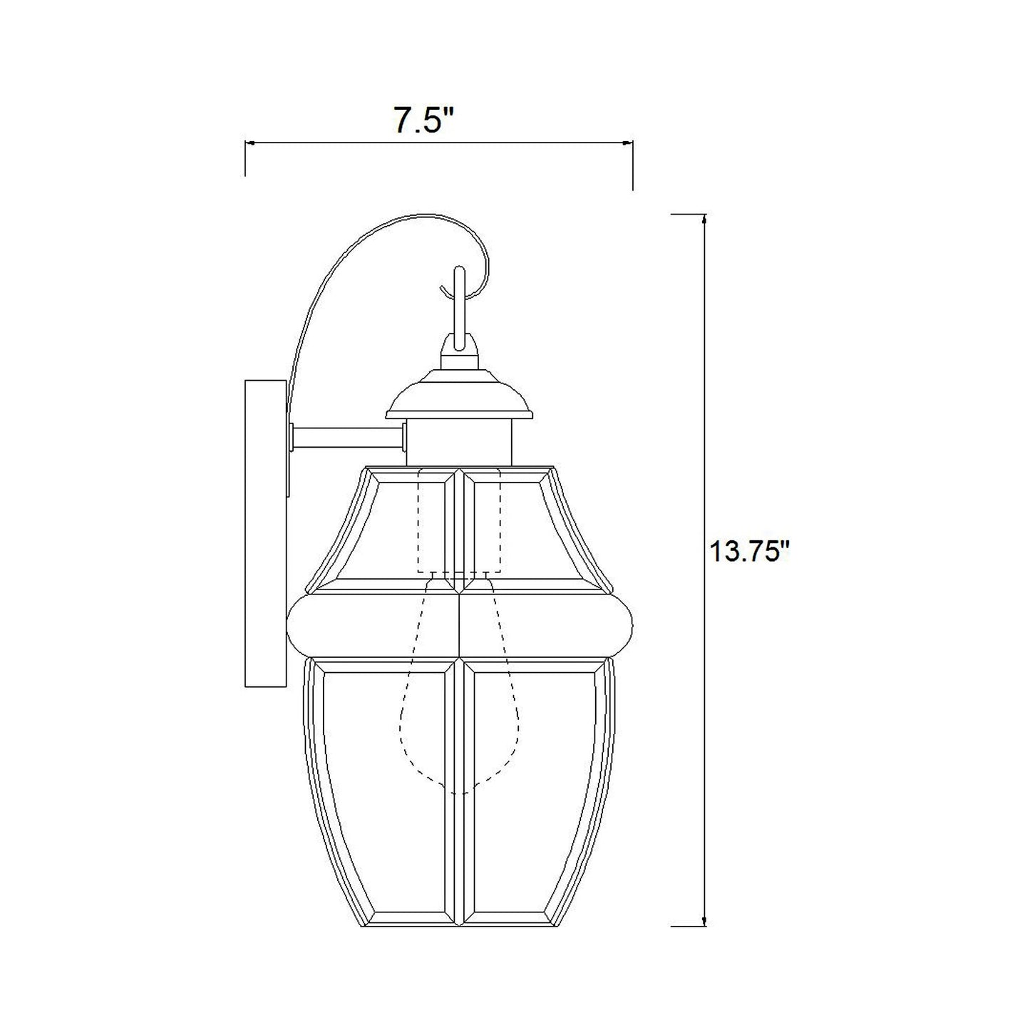 Westover Outdoor Wall Light - line drawing.