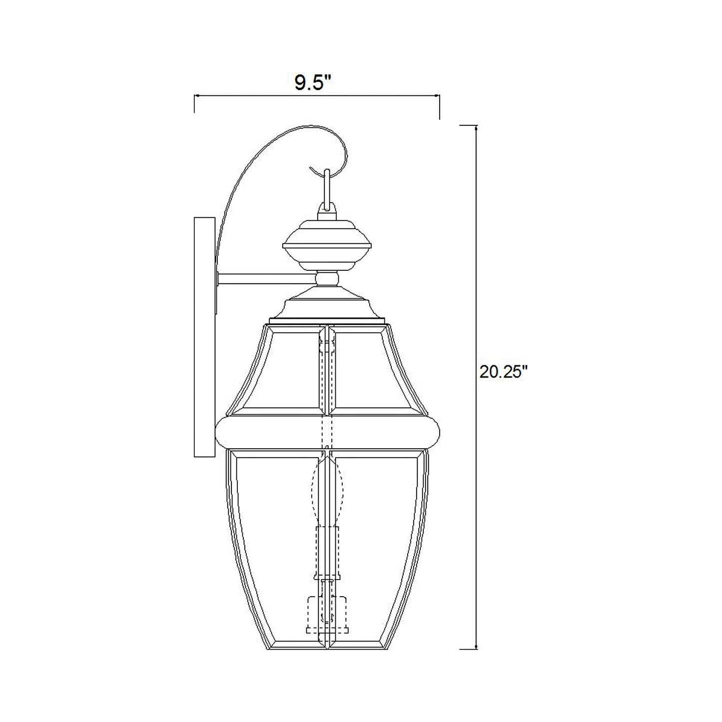 Westover Outdoor Wall Light - line drawing.
