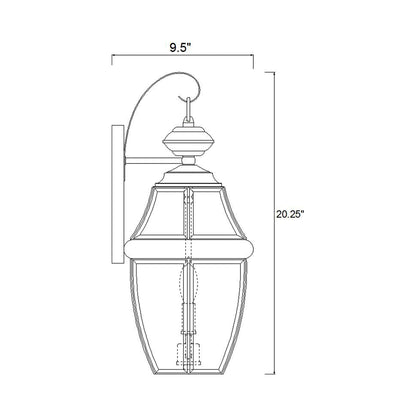 Westover Outdoor Wall Light - line drawing.