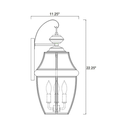 Westover Outdoor Wall Light - line drawing.