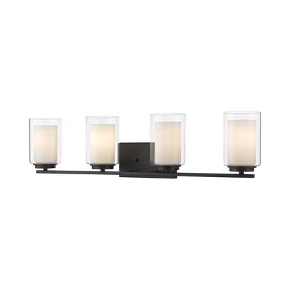 Willow Bath Vanity Light in Matte Black (4-Light).