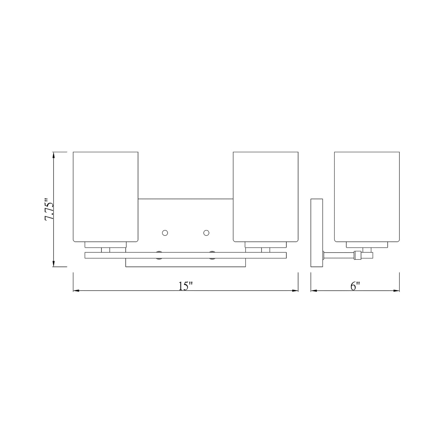 Willow Bath Vanity Light - line drawing.