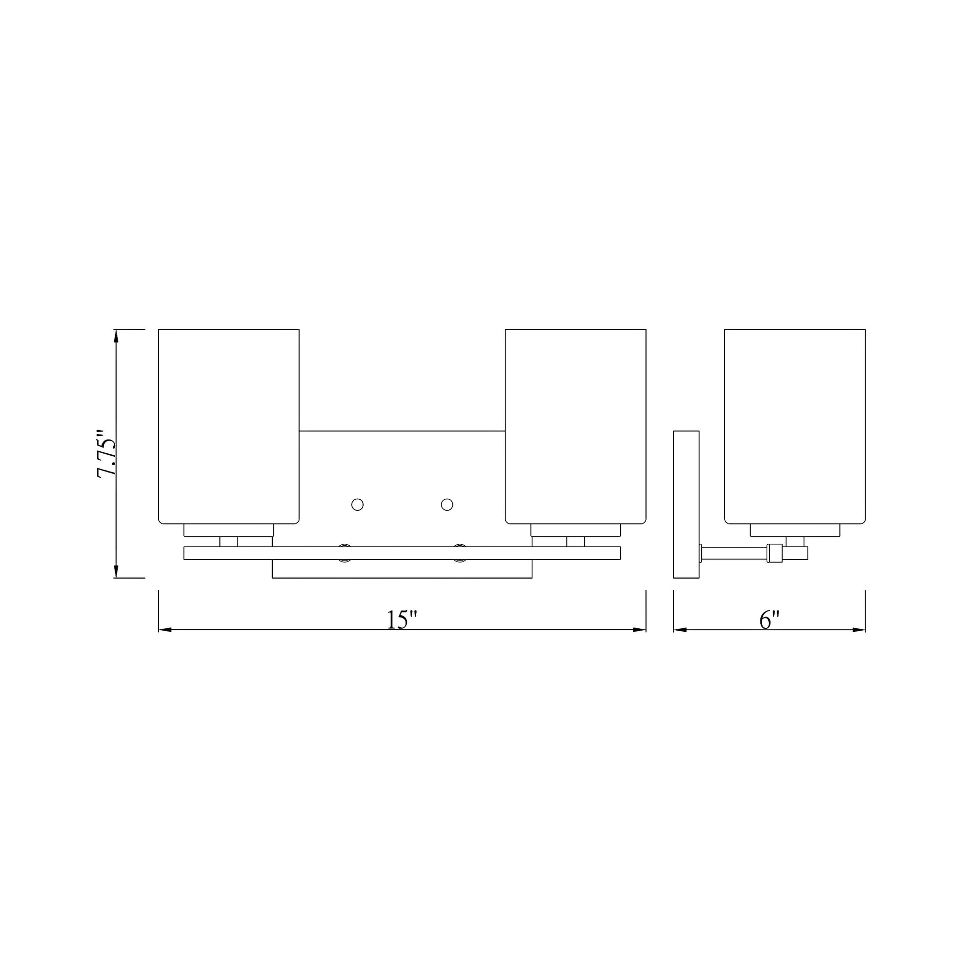 Willow Bath Vanity Light - line drawing.
