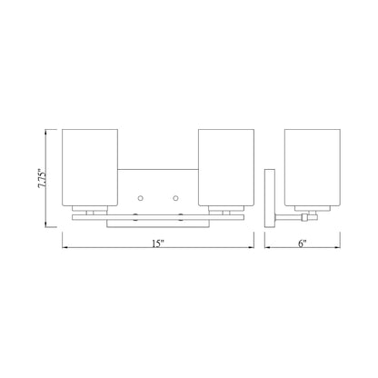 Willow Bath Vanity Light - line drawing.