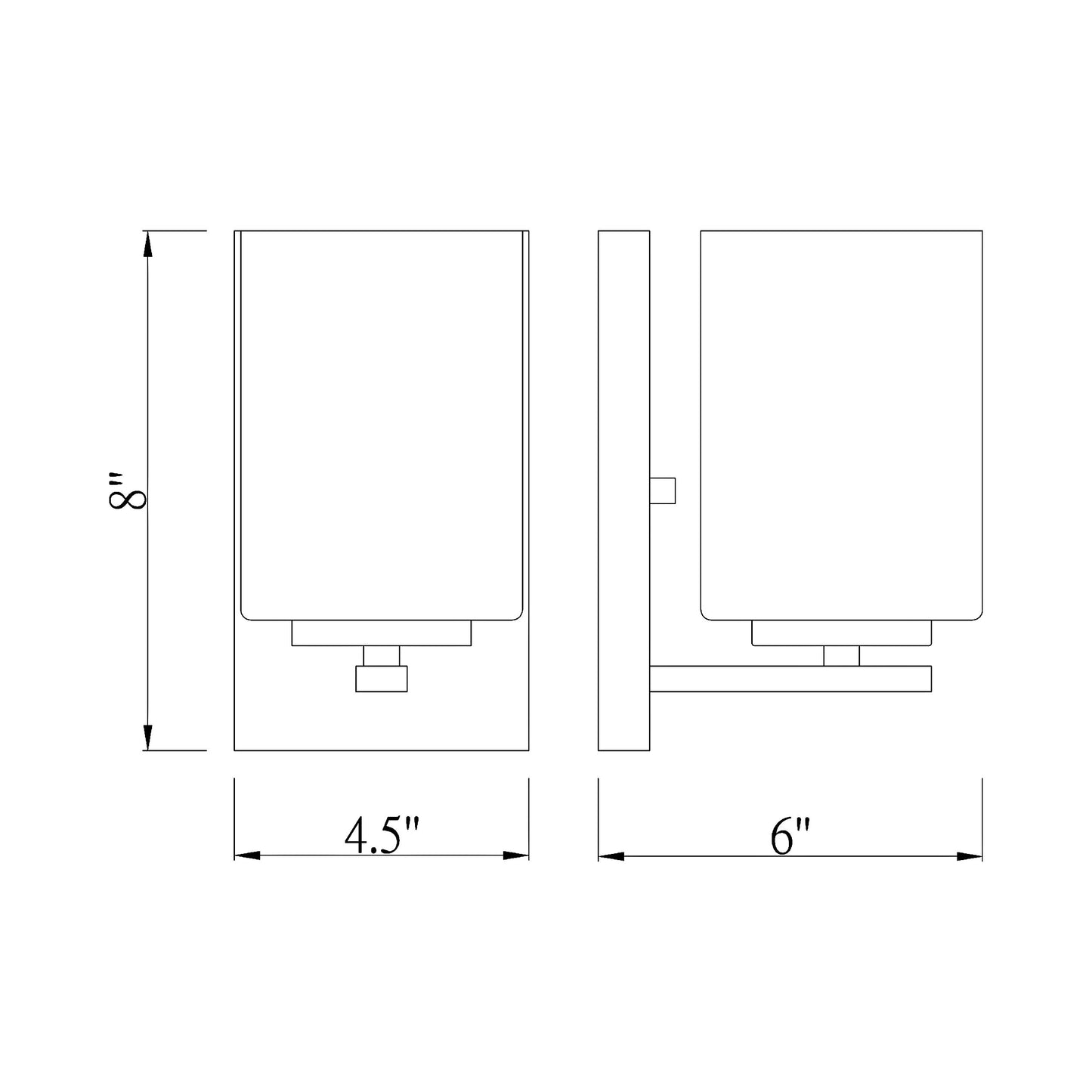 Willow Bath Wall Light - line drawing.