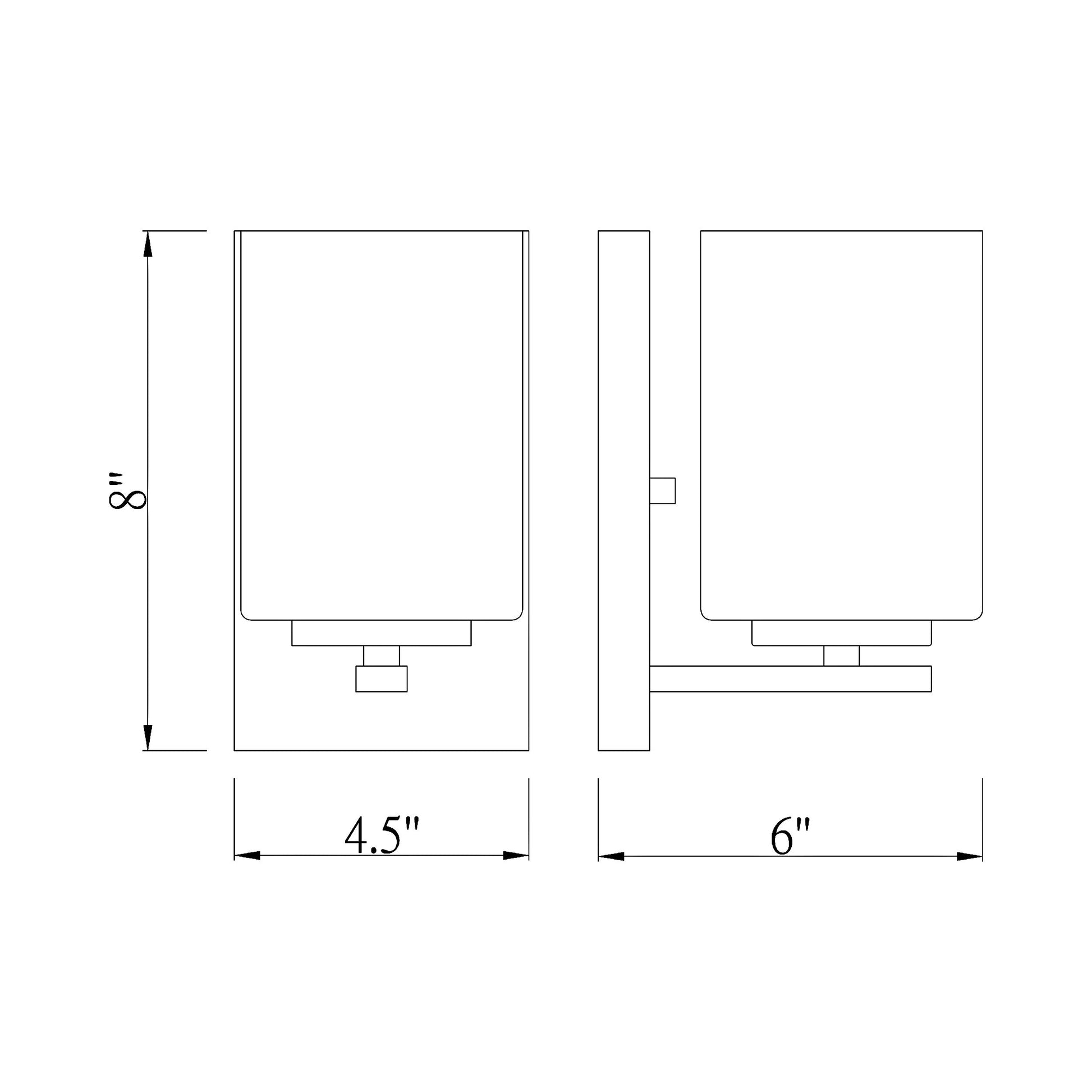 Willow Bath Wall Light - line drawing.