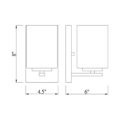 Willow Bath Wall Light - line drawing.